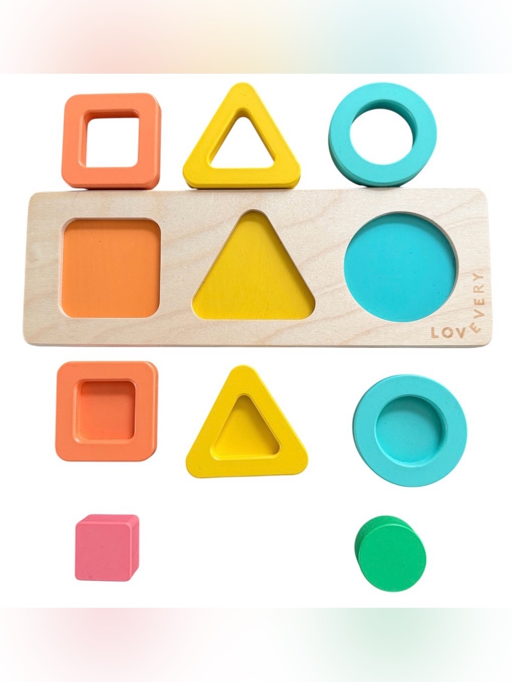 Lovevery Wooden Montessori Shape Puzzle Stacker Toddler 18-24 Months Toy READ